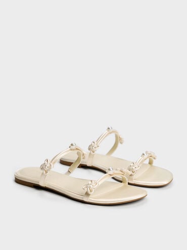 Gi&agrave;y sandals đế bệt Orinda Knot-Pearl, Bơ, hi-res