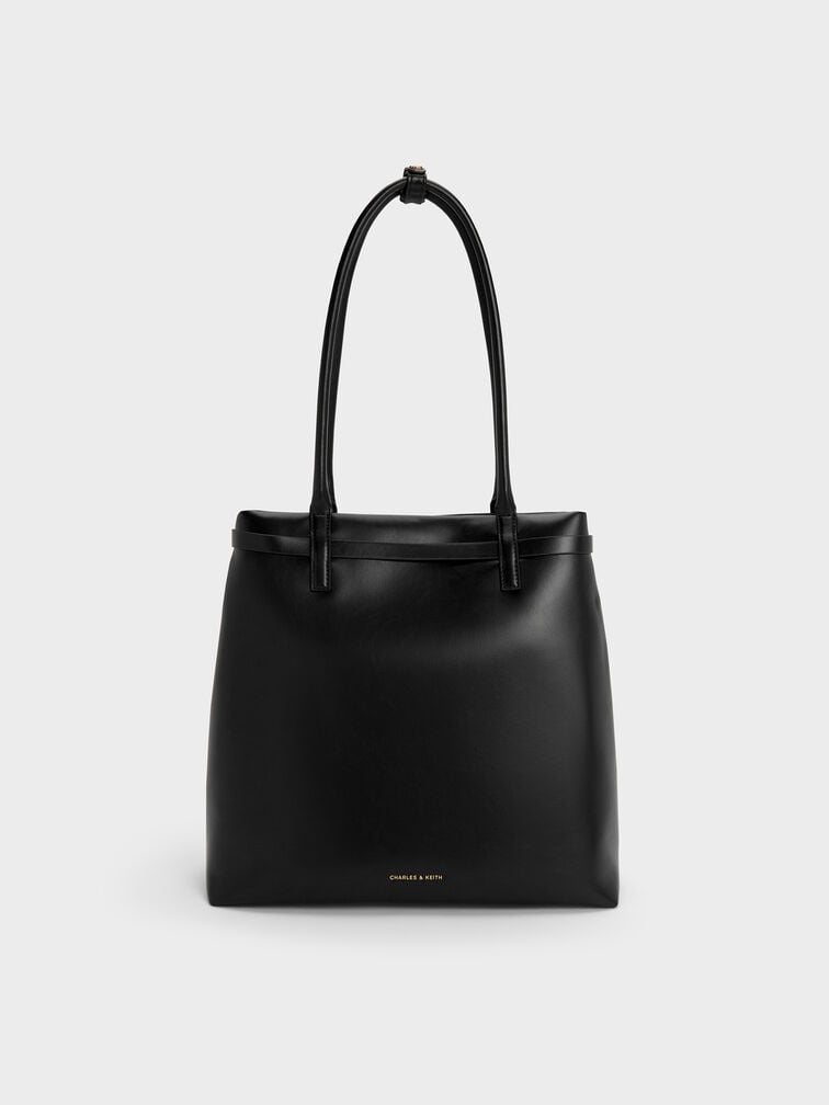 Behn Belted Tote Bag, Black, hi-res