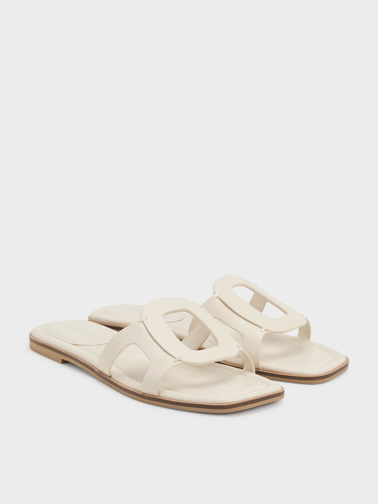 Easley Cut-Out Slide Sandals, Chalk, hi-res