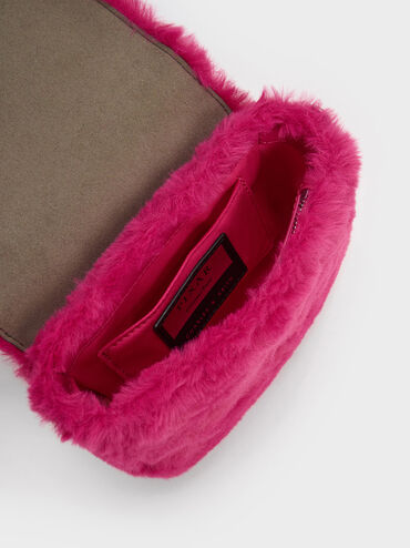 Lotso Chain Handle Furry Bag, Fuchsia, hi-res