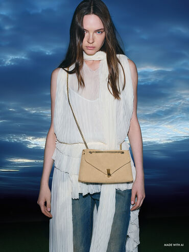 Túi đeo vai hình thang Lilibet Recycled, Nutmeg Beige, hi-res