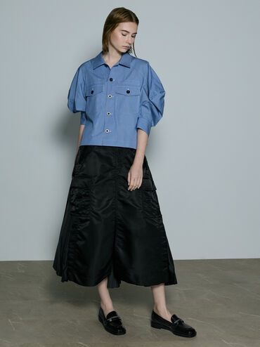 Braided-Chain Metallic-Accent Loafers, Black Boxed, hi-res