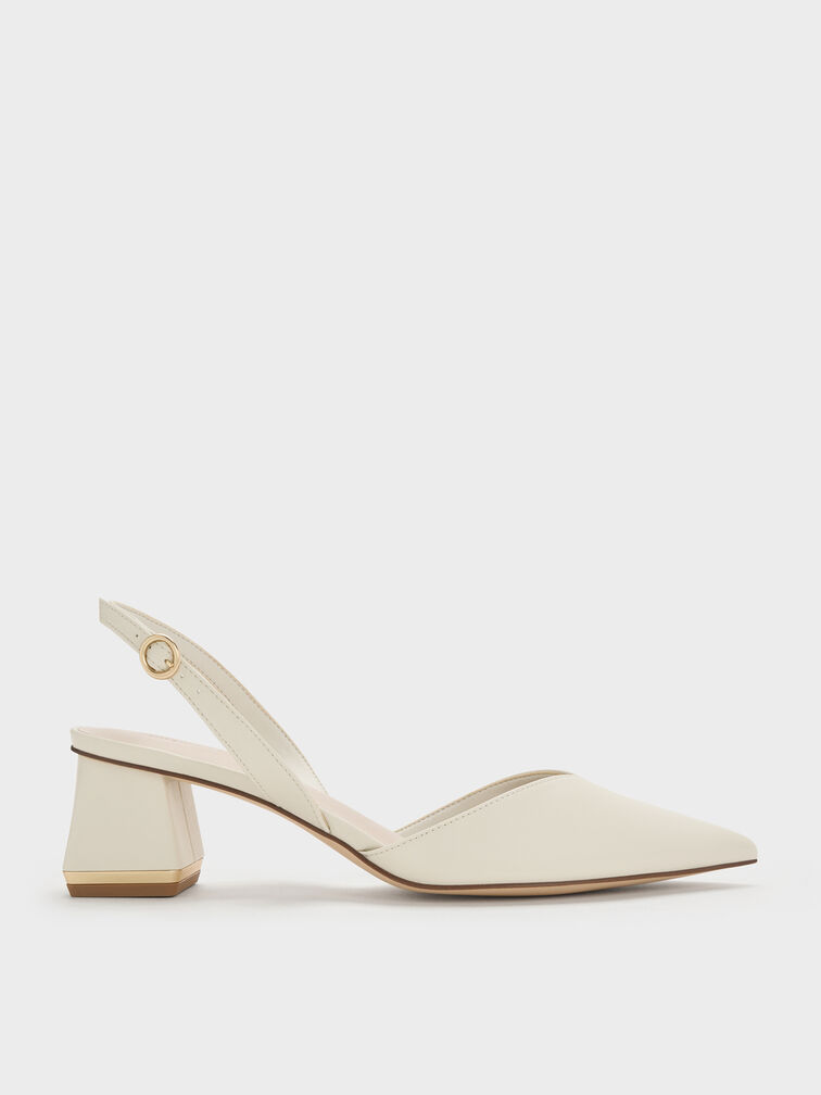 Katarina Trapeze Heel Slingback Pumps, Chalk, hi-res