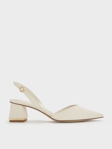 Katarina Trapeze Heel Slingback Pumps, Chalk, hi-res