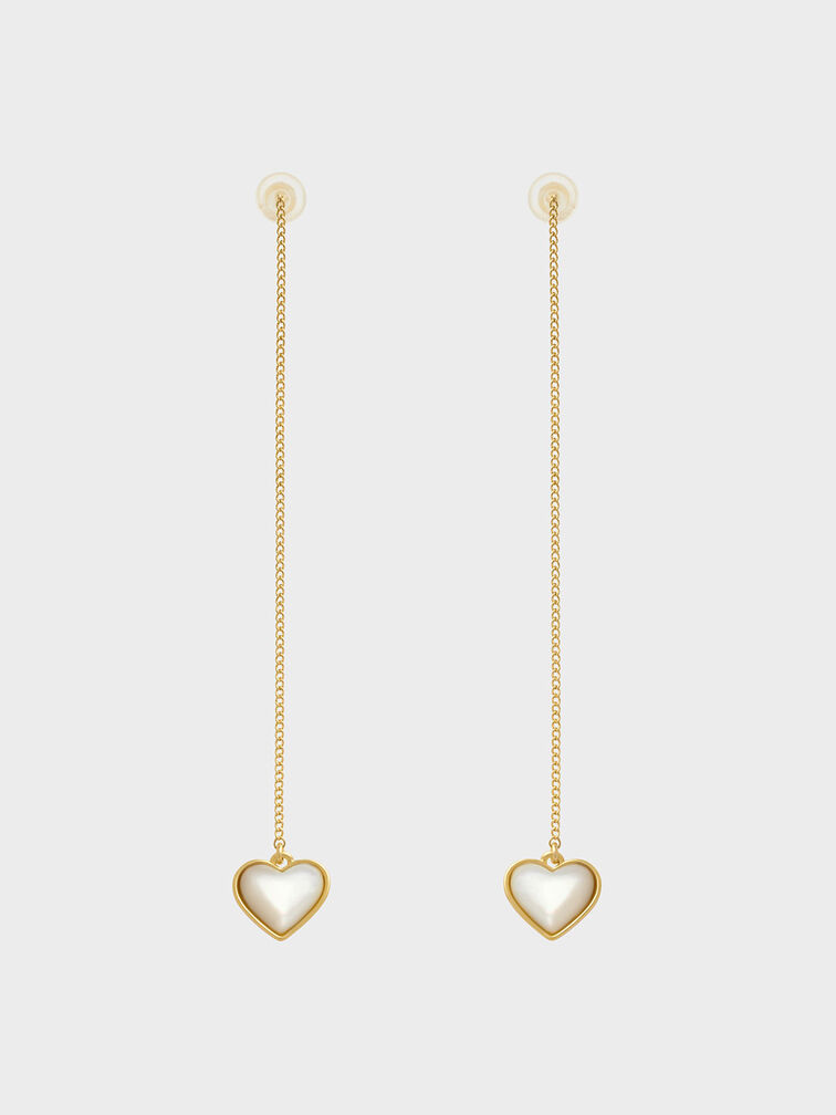 Annalise Heart Stone Drop Earrings, Gold, hi-res