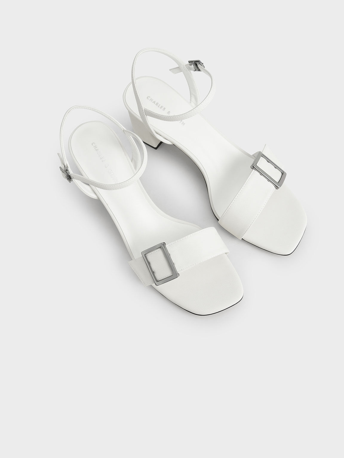 Buckle Strap Sandals, White, hi-res