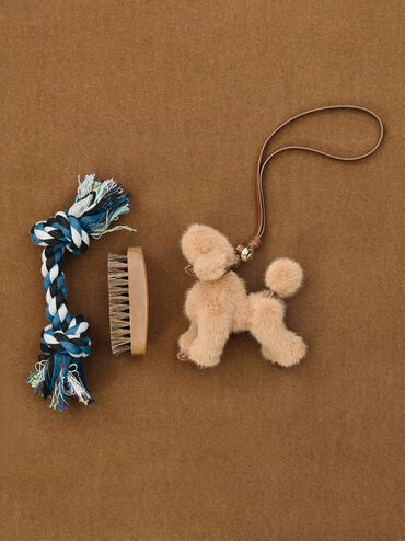 Faux Shearling Poodle Charm, Multi, hi-res
