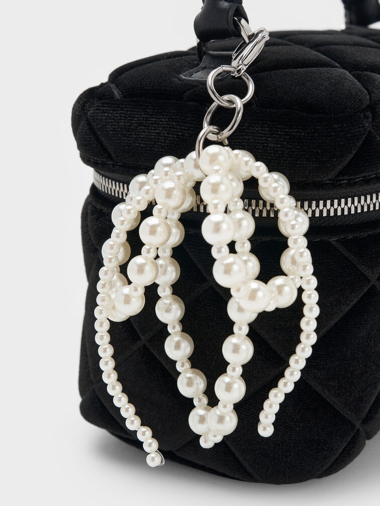Arwen Velvet Quilted Top Handle Vanity Bag, Noir, hi-res