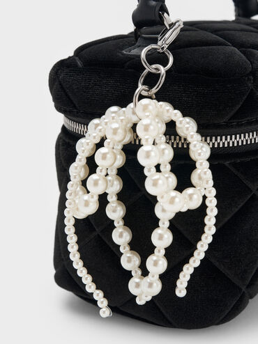 Arwen Velvet Quilted Top Handle Vanity Bag, Noir, hi-res