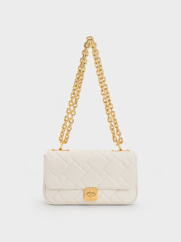 Tillie Quilted Chain Bag, Cream, hi-res