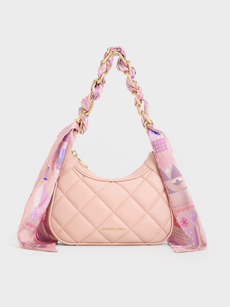 Mini Alcott Scarf Handle Quilted Bag, Pink, hi-res