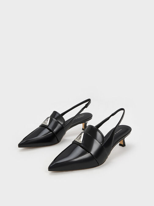 Trice Metallic Accent Pointed-Toe Slingback Pumps, Black Boxed, hi-res