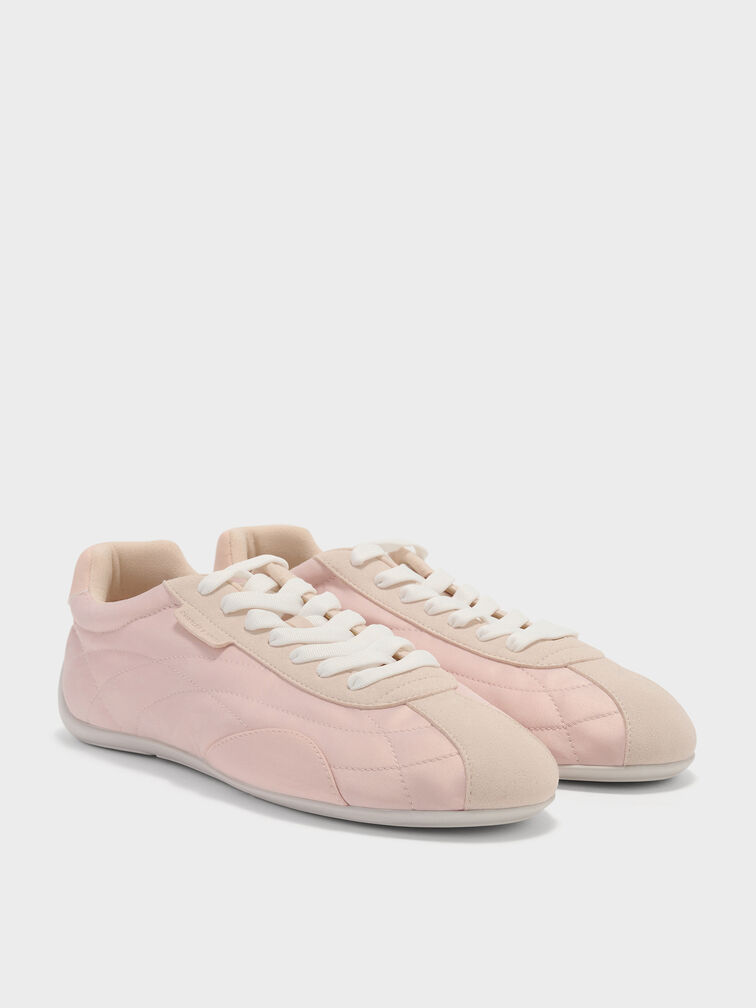 Gi&agrave;y sneakers cổ thấp mũi tr&ograve;n, Hồng, hi-res