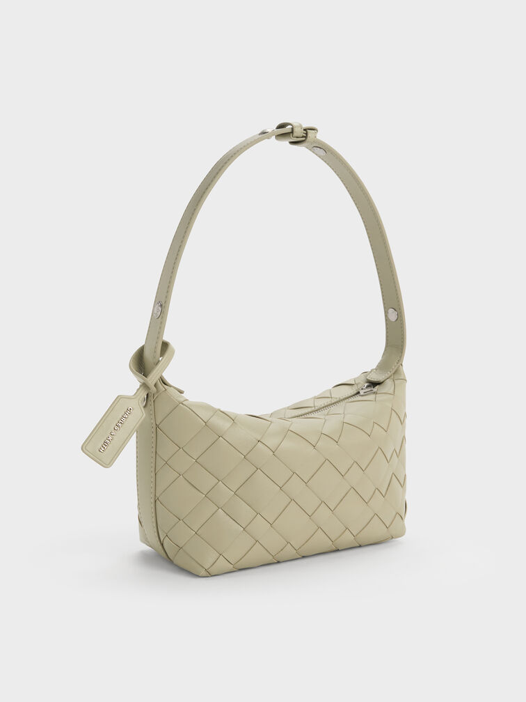 T&uacute;i đeo vai phom chữ nhật Ivette Woven, Pale Olive, hi-res