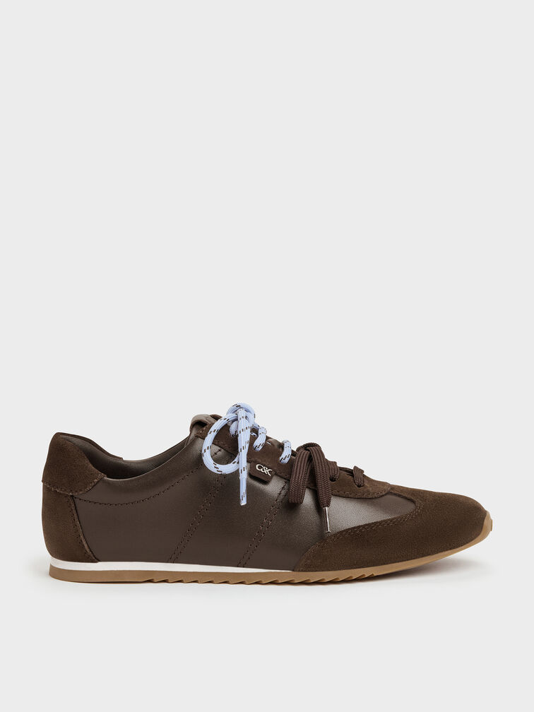 Jace Leather & Suede Sneakers, Dark Brown, hi-res