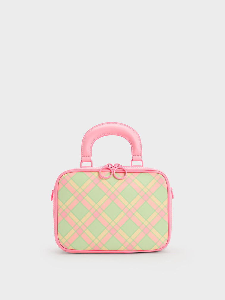 Cyrus Checkered Boxy Bag, Pink, hi-res