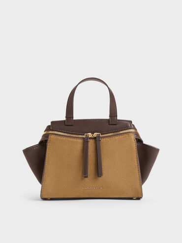 Pansy Two-Tone Trapeze Top Handle Bag, Sahara Sand, hi-res