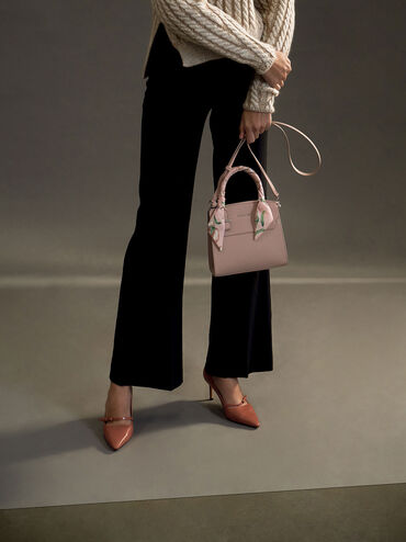 T&uacute;i x&aacute;ch nữ phom chữ nhật Scarf Wrapped, Hồng, hi-res