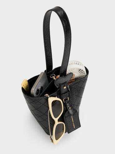 T&uacute;i đeo vai h&igrave;nh thang Duo Quilted, Đen, hi-res