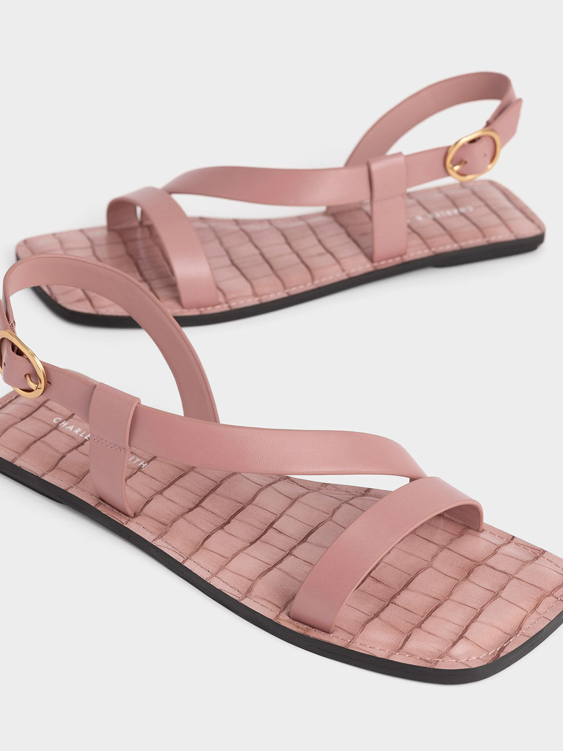 Giày sandals nữ Asymmetric Slingback, Hồng, hi-res