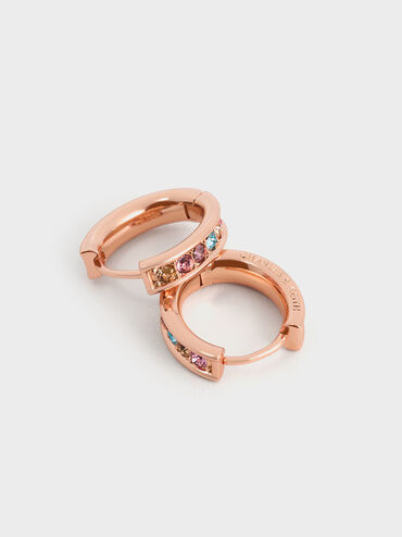 Maeve Crystal-Embellished Hoop Earrings, Rose Gold, hi-res