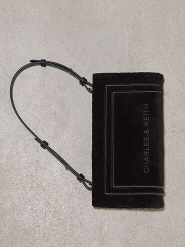 Túi đeo vai phom chữ nhật Loey Textured, Đen, hi-res