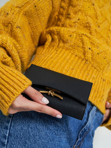 Huxley Metallic-Accent Front Flap Wallet, Black, hi-res