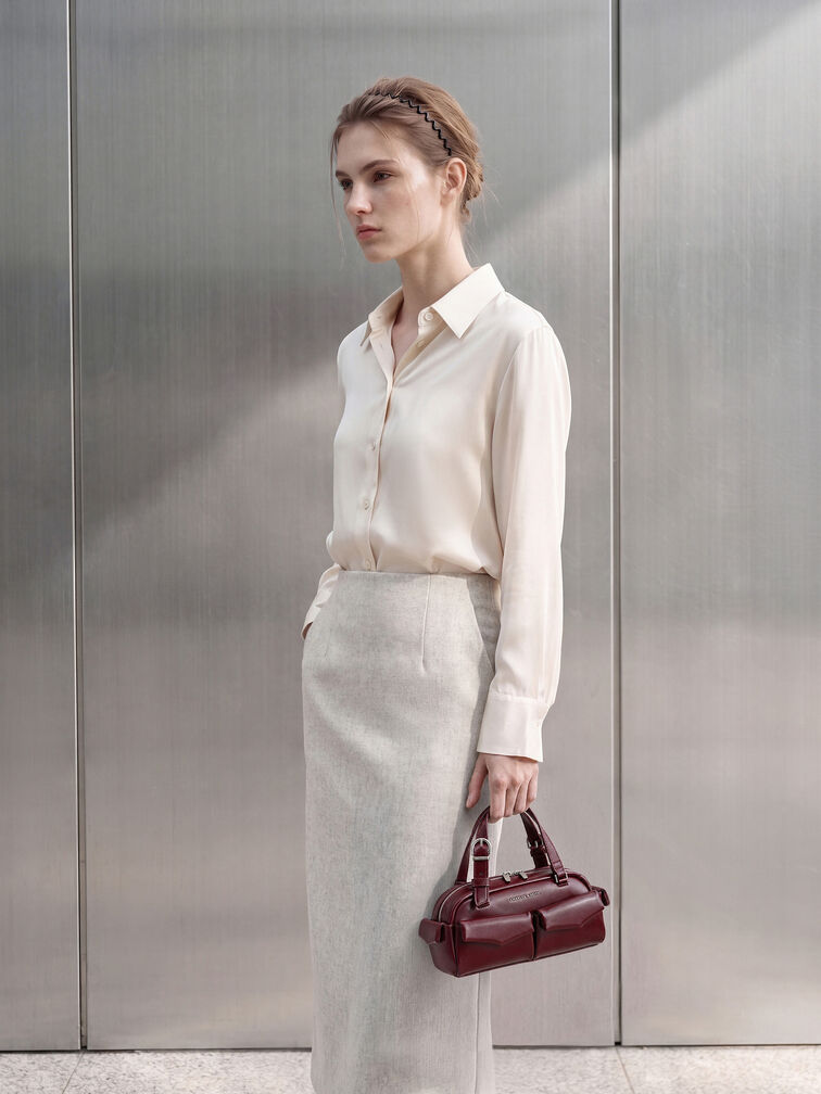 Rachel Multi-Pocket Bowling Bag, Burgundy, hi-res
