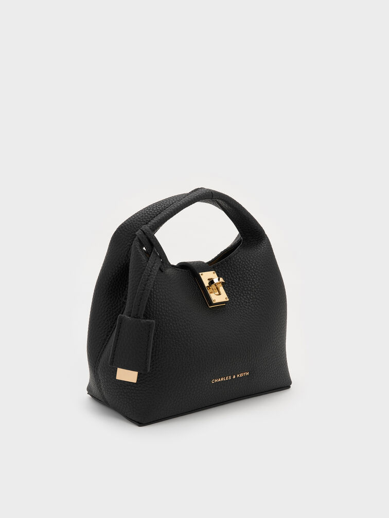 Mini Chance Turn-Lock Bucket Bag, Black, hi-res