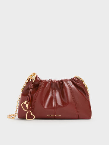 Ciara Ruched Crossbody Bag, Burgundy, hi-res