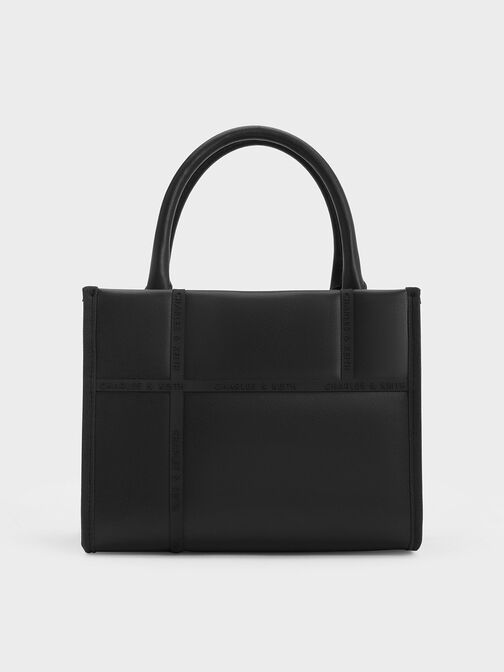 Avenue Contrast-Trim Tote Bag, Black, hi-res