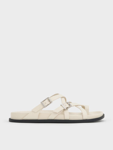 Crossover Toe-Ring Sandals, Chalk, hi-res
