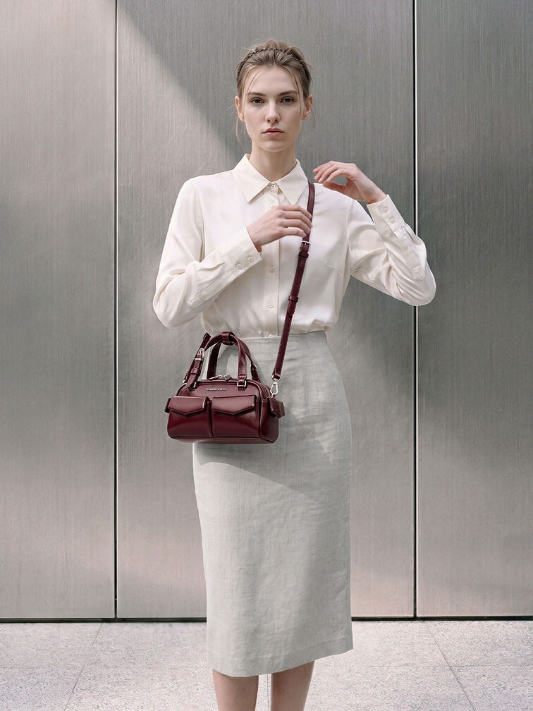 T&uacute;i x&aacute;ch phom chữ nhật Rachel, Đỏ burgundy, hi-res