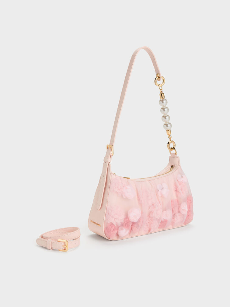 Bộ qu&agrave; tặng: T&uacute;i đeo vai Floral Mesh, Hồng nhạt, hi-res