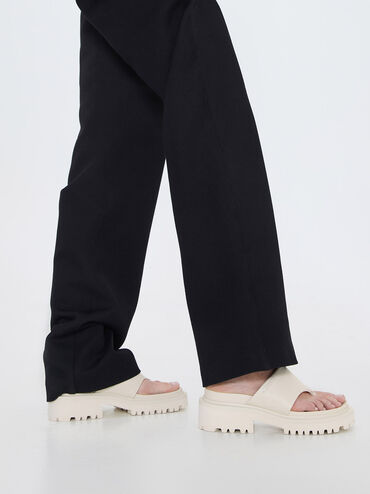 Dép kẹp Padded Ridged-Sole, Phấn, hi-res