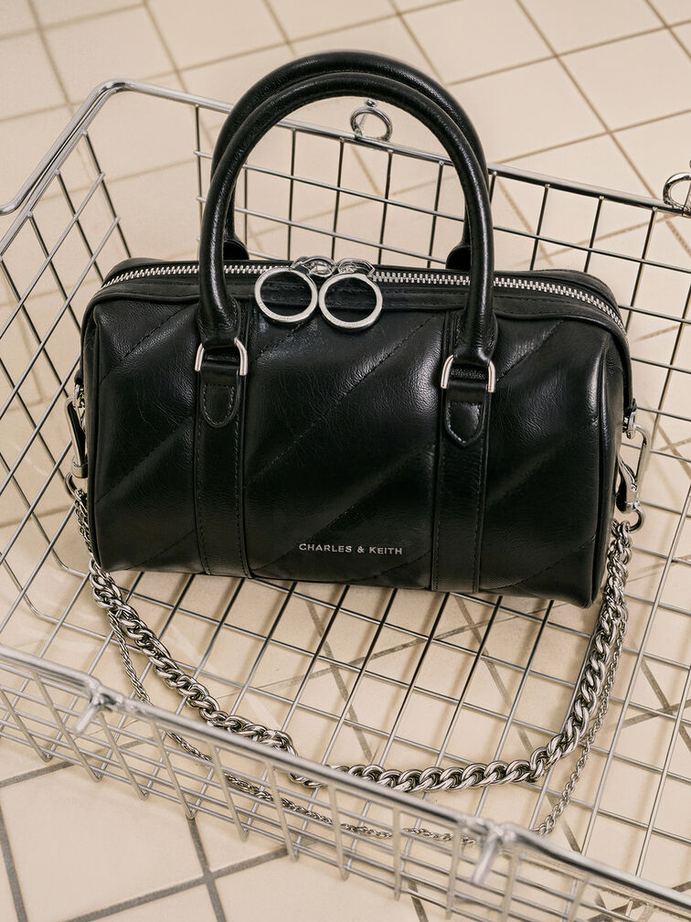 Túi đeo vai phom chữ nhật Philomena Bowling, Noir, hi-res