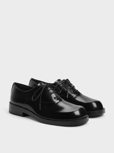 Daena Leather Oxfords, Black Boxed, hi-res