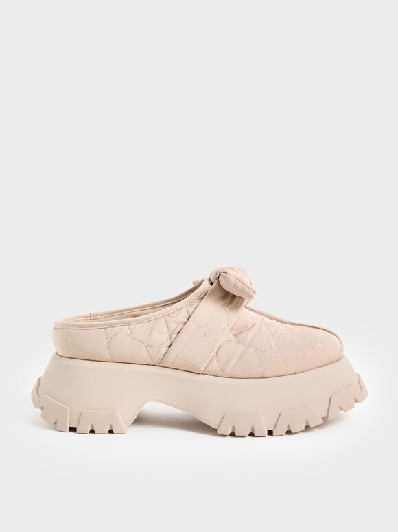 Giày mules nữ Recycled Polyester Knotted Platform, Nude, hi-res