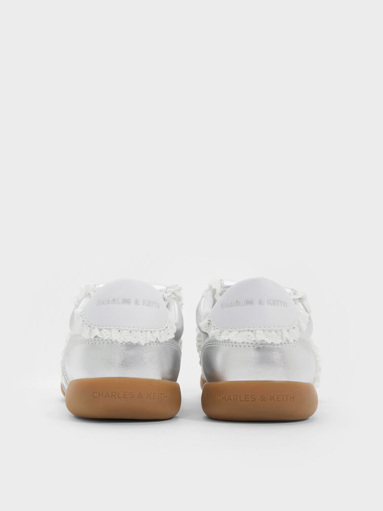 Louise Lace-Trim Sneakers, Silver, hi-res