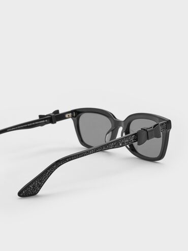 Tanya Bow Rectangular Sunglasses, Jet Black, hi-res