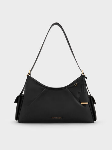 Túi đeo vai phom chữ nhật Khai Side-Pocket, Đen, hi-res