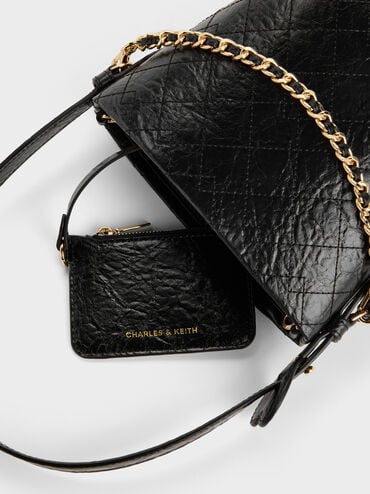 T&uacute;i đeo vai h&igrave;nh thang Duo Quilted, Đen, hi-res