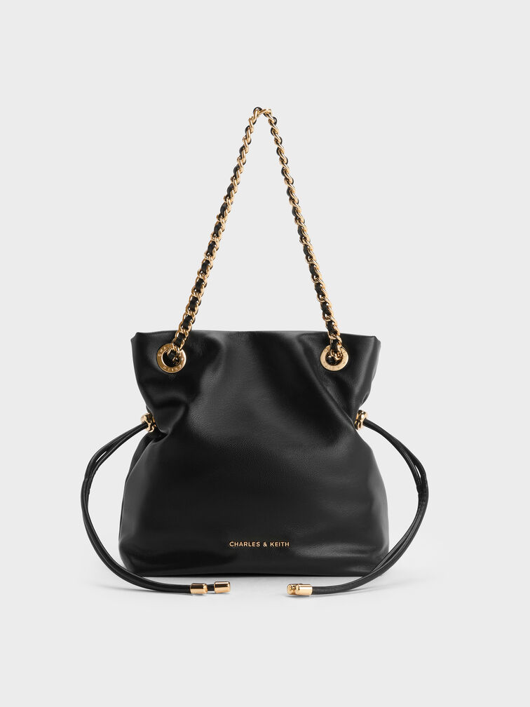 T&uacute;i đeo ch&eacute;o Arya Braided-Strap Double-Handle, Đen, hi-res