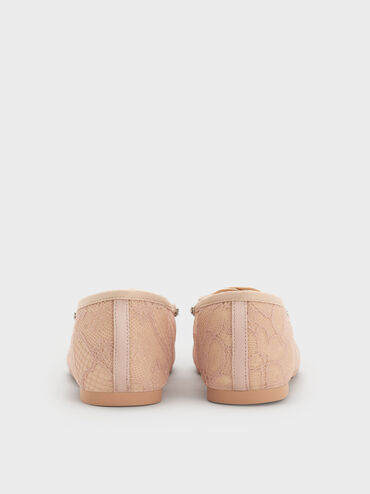 Giày búp bê mũi tròn Lace Crystal, Nude, hi-res