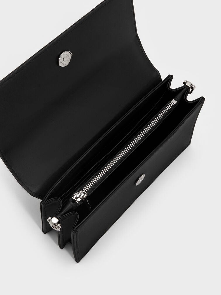 Kristine Glittered Wallet On Chain, Noir, hi-res