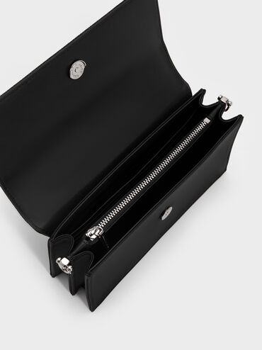 Kristine Glittered Wallet On Chain, Noir, hi-res