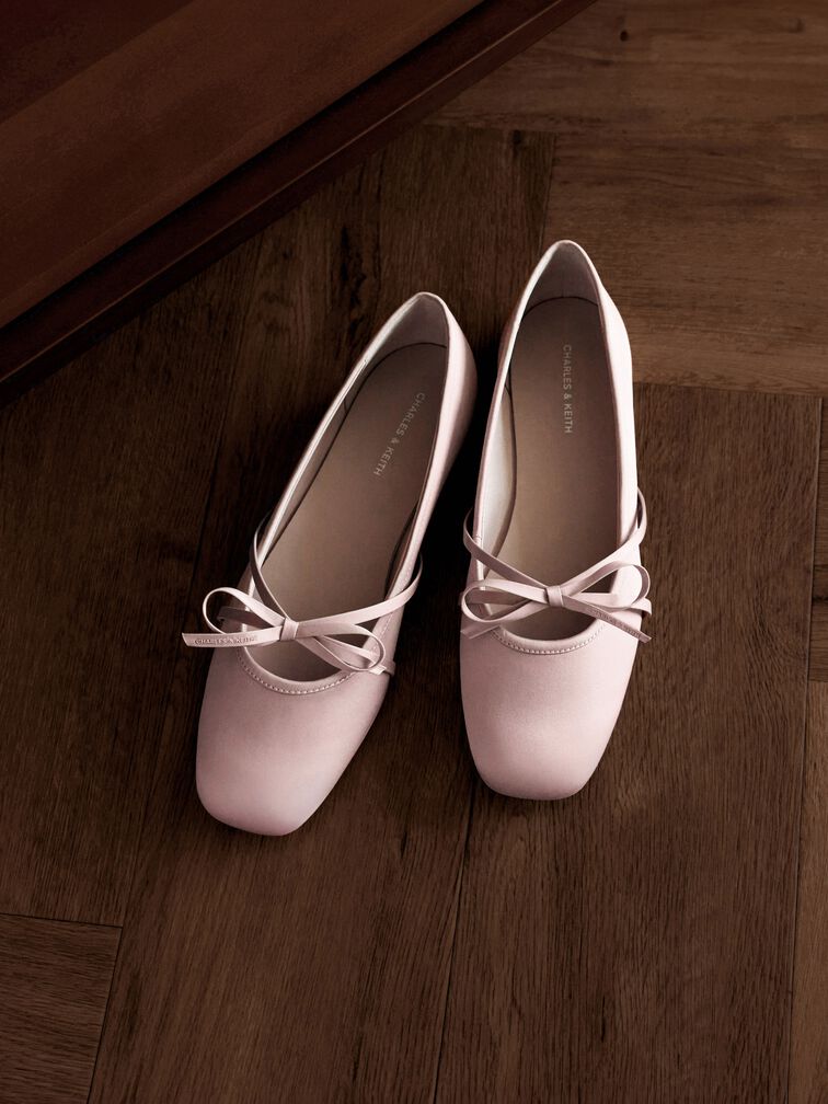 Gi&agrave;y b&uacute;p b&ecirc; mũi vu&ocirc;ng Satin Bow, Hồng, hi-res