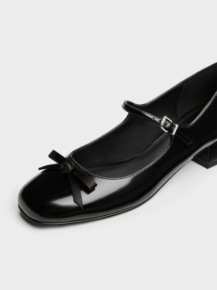 Gi&agrave;y b&uacute;p b&ecirc; đế thấp Kelis Rose-Bow, Đen b&oacute;ng nh&aacute;m, hi-res