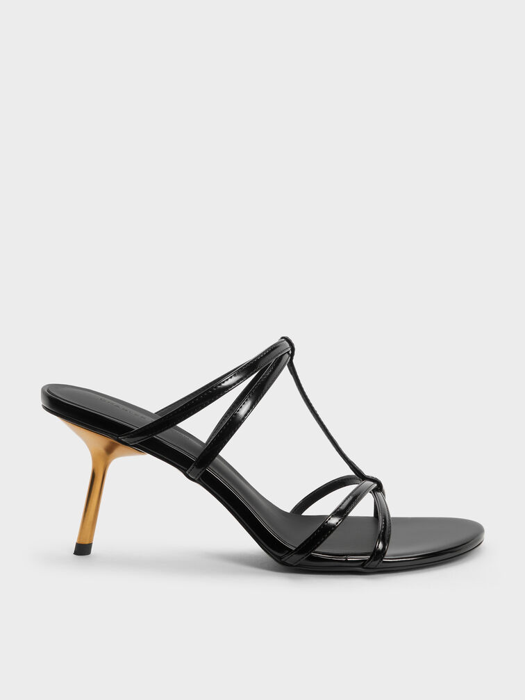 Crossover T-Bar Strappy Mules, Black Boxed, hi-res