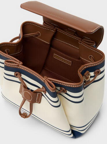Balo nắp gập Hanya Canvas Striped, Nhiều m&agrave;u, hi-res